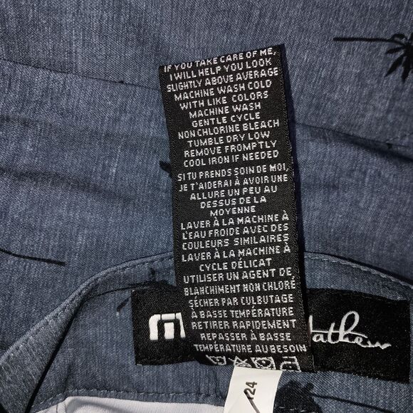 Travis Matthew Mens But Why Golf  Performance Shorts Size 40 Blue Palm Trees NWT - Picture 9 of 9